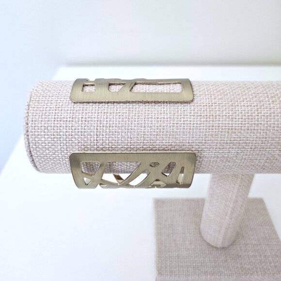 Brushed Gold Tone Geometric Cutout Cuff Bracelet - Picture 8 of 10